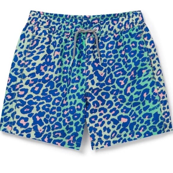 Boardies Kids Youth Boys Size 7-8 Green Leopard Print Beach Swim Shorts NWT